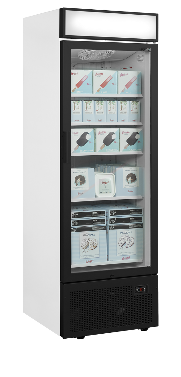 UFSC1450GCP NF-Otel vopsit alb, 440 l, -22 la -12, 1 usa din sticla incalzita cu inchidere automata, Ventilat, LED, 700 W, C