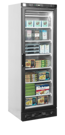Congelator vertical usa sticla alb ATOM MAXI vedere laterala Tefcold – congelator vertical cu usa sticla pentru expunere produse congelate