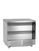 Sertar frigorific sub blat inox UD, 102 l, 2 uși Tefcold – unitate frigorifică cu sertare sub blat pentru bucătărie profesională