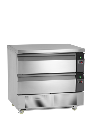 Sertar frigorific sub blat inox UD, 102 l, 2 uși Tefcold – unitate frigorifică cu sertare sub blat pentru bucătărie profesională