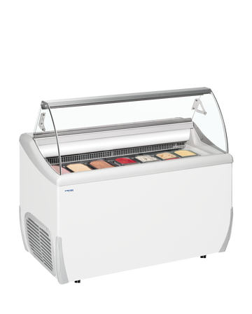 Congelator vertical expunere inghetata alb UDRS7 vedere laterala Tefcold – congelator vertical pentru expunere inghetata in magazine si retail