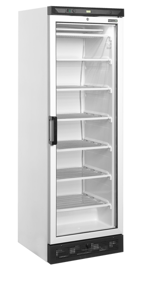 UFFS371G-Alb, 270 l, -24 la -14 C, 1 usa de sticla cu balama incalzita, Statica, LED, 570 W, C