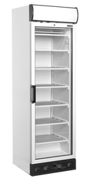 Congelator vertical usa sticla alb ATOM MAXI varianta II, 270 l Tefcold – congelator vertical cu usa sticla pentru expunere produse congelate