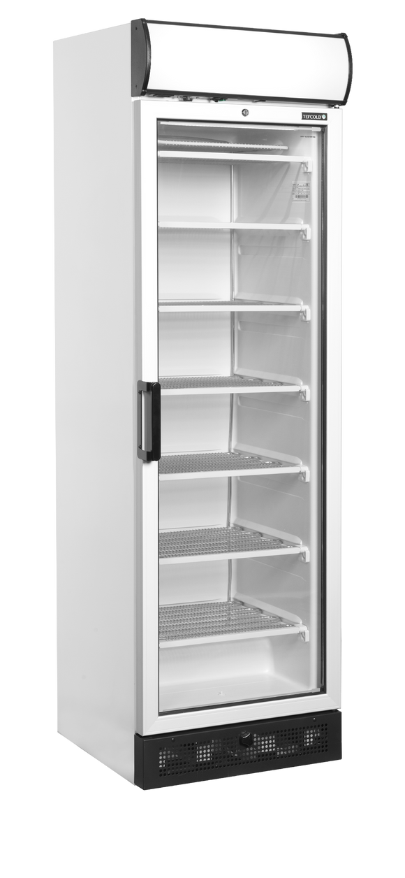 Congelator vertical usa sticla alb ATOM MAXI varianta II, 270 l Tefcold – congelator vertical cu usa sticla pentru expunere produse congelate