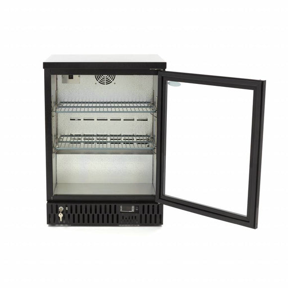 Vitrina frigorifica pentru bar 0C 12C, 1 usa batanta, H 85 cm, 2 grilaje inox, negru
