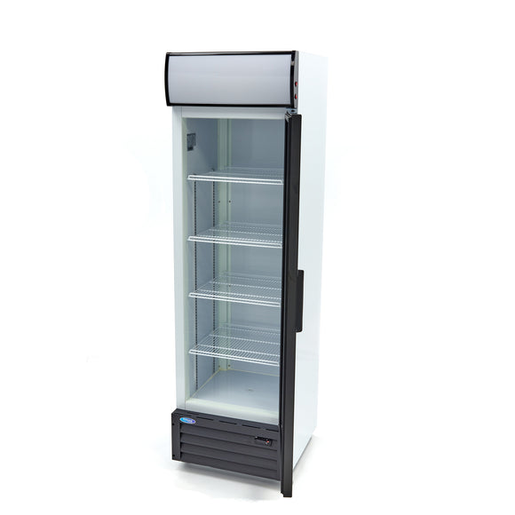 Vitrina refrigerata 0C 10C, 360 Litri, cu caseta luminoasa, 4 grilaje, racire ventilata