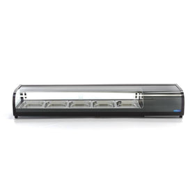 Vitrina refrigerata pentru sushi tapas, 0C 12C, cu 5 cuve GN 12, iluminare LED, racire statica