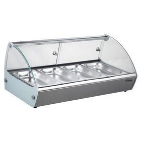 Vitrina calda cu 4 cuve GN 13, 3090 C, alimentare 230 V, putere 0,8 kW Dimensiuni 840 mm latime 395