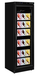 Vitrina congelare negru, 340 l, -24-10C, 1 ușă de sticla, racire ventilat, iluminare LED, putere 0.3 kW, clasa energetica C