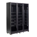 Vitrina frigorifica cu 3 usi, neagra, otel aluminiu, iluminare cu LED Latime mm 1600 Adancime mm