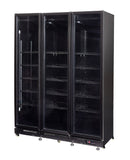 Vitrina frigorifica cu 3 usi, neagra, otel aluminiu, iluminare cu LED Latime mm 1600 Adancime mm