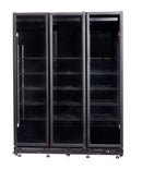 Vitrina frigorifica cu 3 usi, neagra, otel aluminiu, iluminare cu LED Latime mm 1600 Adancime mm