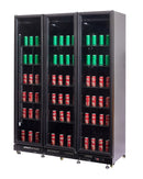 Vitrina frigorifica cu 3 usi, neagra, otel aluminiu, iluminare cu LED Latime mm 1600 Adancime mm