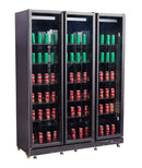 Vitrina frigorifica cu 3 usi, neagra, otel aluminiu, iluminare cu LED Latime mm 1600 Adancime mm