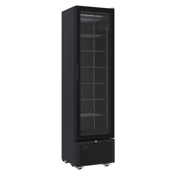 Vitrina frigorifica verticala, 221 Litri, racire statica, iluminare LED, culoare neagra