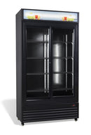 Vitrina frigorifica verticala, 780 Litri, racire ventilata, iluminare LED, culoare neagra, 2 usi culisante