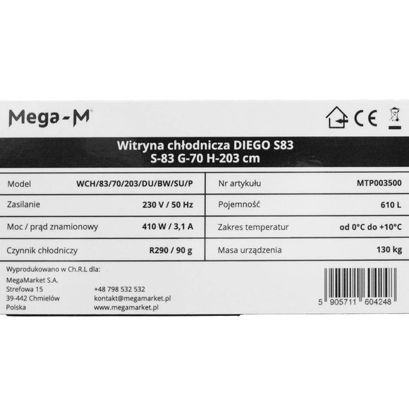Vitrina frigorifica 1 usa 610L DIEGO S83 iluminare LED