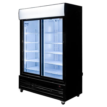 Vitrina frigorifica 2 usi 1048L RICO i133 iluminare LED plafon publicitar superior iluminat usi glisante