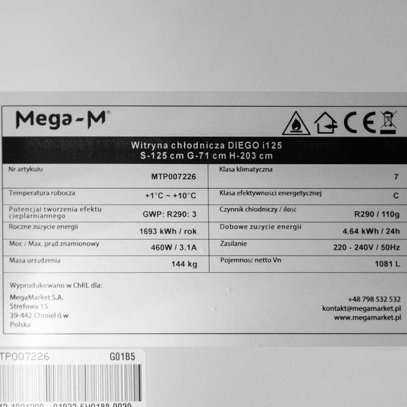 Vitrina frigorifica 2 usi 1081L DIEGO i125 iluminare LED