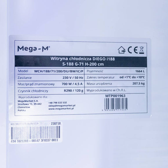 Vitrina frigorifica 3 usi 1664L DIEGO i188 iluminare LED