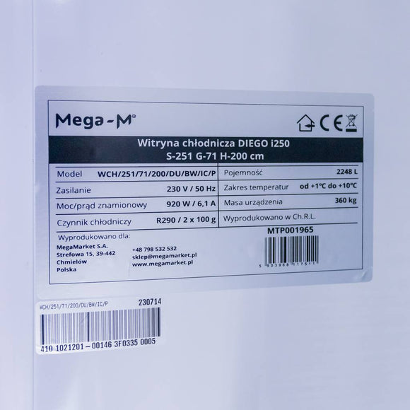 Vitrina frigorifica 4 usi 2248L DIEGO i250 iluminare LED Dulap frigorific vitrat cu 4