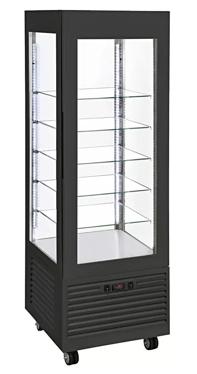 Vitrina frigorifica verticala cu ventilatie fortata si rafturi din sticla - 360L, 0.80kW