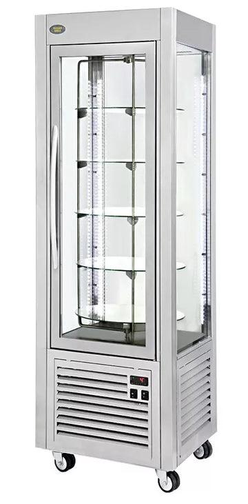 Vitrina frigorifica verticala cu ventilatie fortata si rafturi rotative din sticla - 360L, 0,43kW, alimentare 230V