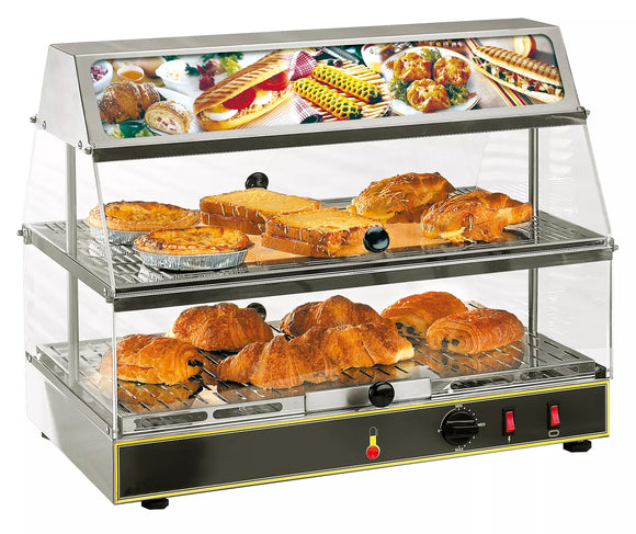 Vitrina incalzita cu ventilatie - Model cu 2 rafturi, putere 0.65 kW