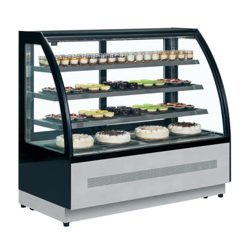 Vitrina orizontala cofetarie geam curbat, latime 150 cm, usi culisante Tefcold – vitrină frigorifică pentru cofetărie, patiserie și expunere produse fresh