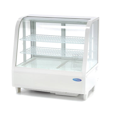 Vitrina refrigerata de banc 0C 12C, racire ventilata, iluminare LED, cap. 100 Litri, latime 68 cm, alb