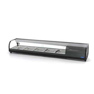 Vitrina refrigerata pentru sushi tapas, 0C 12C, cu 5 cuve GN 12, iluminare LED, racire statica