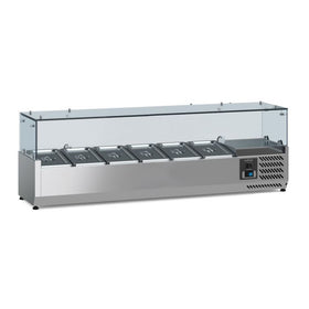 Vitrina refrigerate pentru ingrediente, cap. 6 cuve GN 13, 2 8 ºC, 140 cm Latime mm 1400 Adancime mm