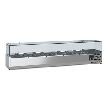 Vitrina refrigerate pentru ingrediente, cap. 9 cuve GN 13, 2 8 ºC, 200 cm Latime mm 2000 Adancime mm