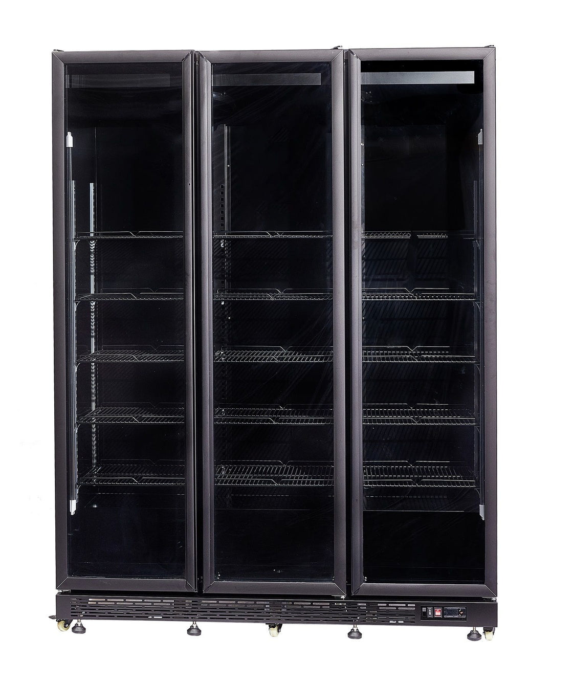 Vitrina frigorifica cu 3 usi, neagra, otel / aluminiu, iluminare cu LED