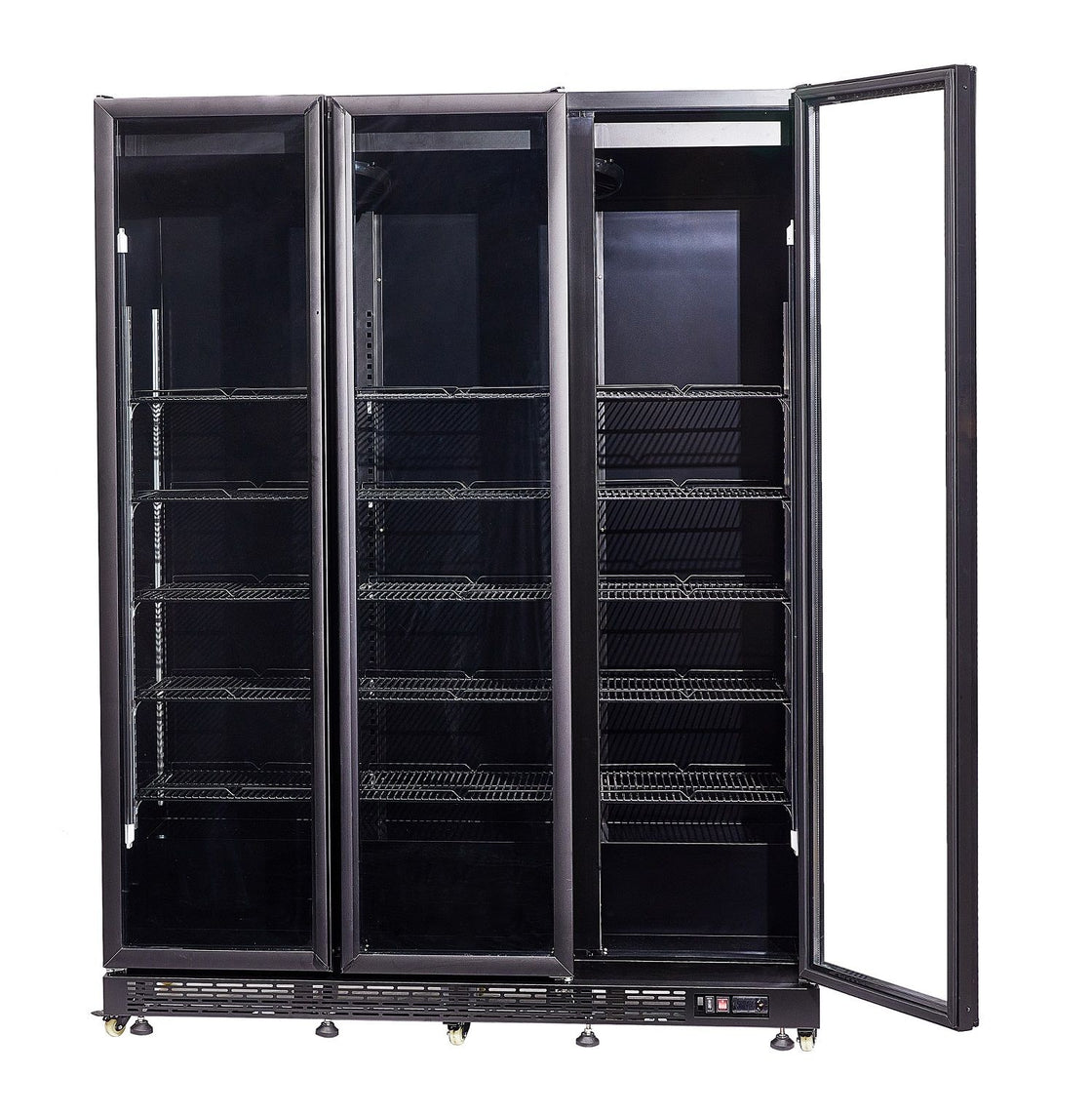 Vitrina frigorifica cu 3 usi, neagra, otel / aluminiu, iluminare cu LED