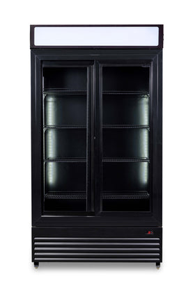 Vitrina frigorifica verticala, 780 Litri, racire ventilata, iluminare LED, culoare neagra, 2 usi culisante - 0
