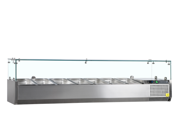 Vitrină ingrediente pizza inox VK38-160, 59 l, +2/+10°C Tefcold – vitrină frigorifică inox pentru ingrediente pizza, bucătărie profesională