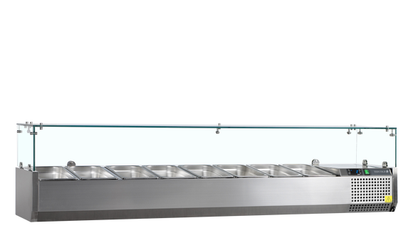 Vitrină ingrediente pizza inox VK38-180, 69 l, +2/+10°C Tefcold – vitrină frigorifică inox pentru ingrediente pizza, bucătărie profesională