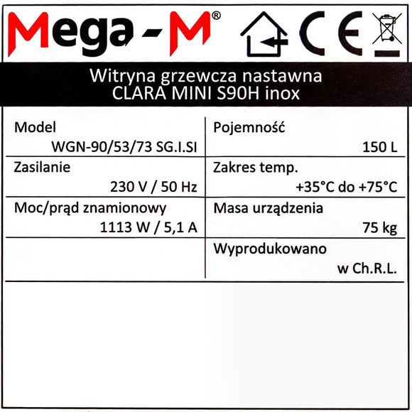 Vitrina incalzita reglabila CLARA MINI S90 Inox
