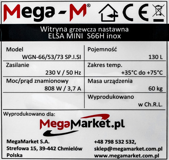 Vitrina incalzita reglabila ELSA MINI S66 Inox