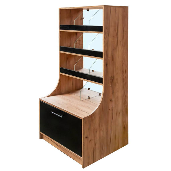 Vitrina magazin pentru prajituri si bomboane H-162 cm L-80 cm G-60 cm stejar kraft