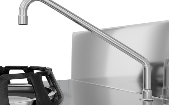 Wok asiatic cu 4 arzatoare, 4 x 21 kW, cu 2 robineti apa, baza deschisa, 200 cm Wok asiatic profesional cu 4