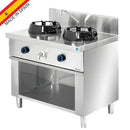 Wok asiatic cu 2 arzatoare, 2 x 21 kW, cu 1 robinet apa, baza deschisa, 100 cm Wok asiatic profesional cu 2