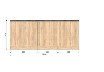 Set mobilier pentru spatiu bucatarie 200x60xH86 cm, stejar sonoma, imagine 2