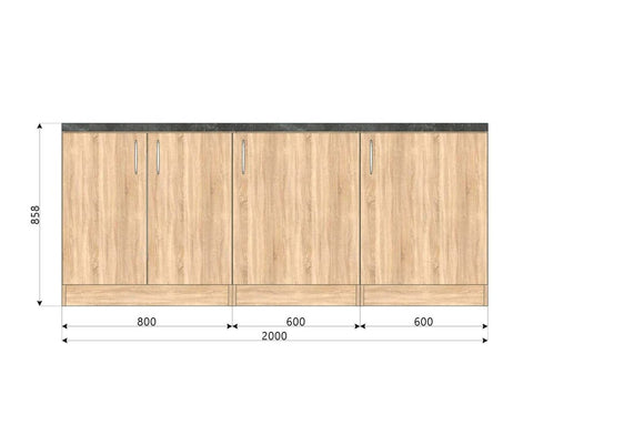Set mobilier pentru spatiu bucatarie 200x60xH86 cm, stejar sonoma, imagine 2