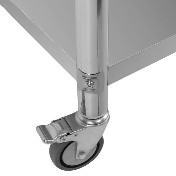 Masa mobila din inox cu polita, 100x60xH85 cm