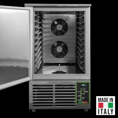 Abatitor racitor rapid 10 tavi GN 1/1 Tecnodom Aladino digital cu usa deschisa, 25 kg racire, 22 kg congelare - Made in Italy