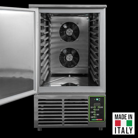 Abatitor racitor rapid 10 tavi GN 1/1 Tecnodom Aladino digital cu usa deschisa, 25 kg racire, 22 kg congelare - Made in Italy