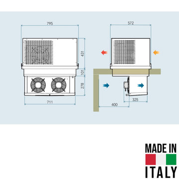 Agregat monobloc Sicaf Italy CMB210 - dimensiuni montaj