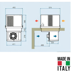 Agregat monobloc Sicaf Italy CMR058 - dimensiuni montaj
